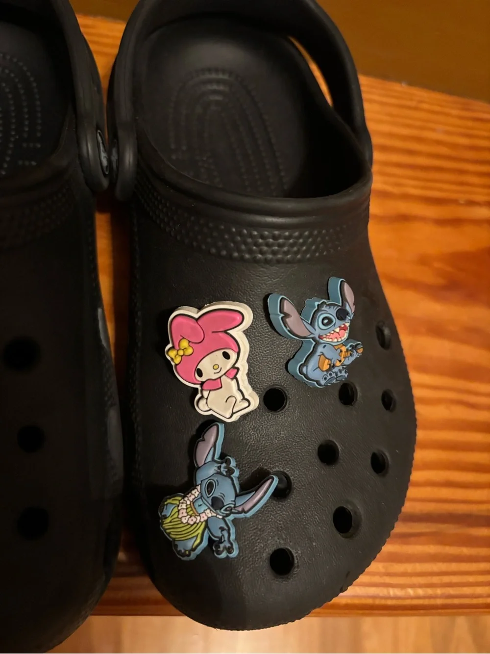 CROCS Black Kids Clogs with Colorful Character Jibbitz